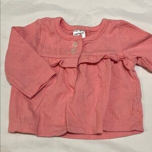 “Bundle 10/$13” Carter's newborn Coral Button-Up Ruffle baby girl Top shirt
